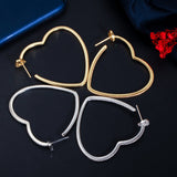 Gold Heart Hoop Earrings with Crystals - Earrings