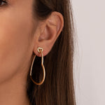 Gold Heart Hoop Earrings with Crystals - Earrings