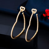 Gold Heart Hoop Earrings with Crystals - Earrings