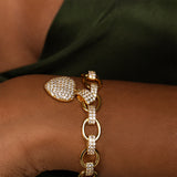 Gold Link Chain Necklace with Pavé Heart Pendant - Bracelets