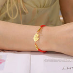 Gold Mother & Child Silhouette Bracelet – Adjustable Black Cord - Moederdag armbanden