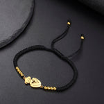 Gold Mother & Child Silhouette Bracelet – Adjustable Black Cord - Moederdag armbanden