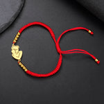 Gold Mother & Child Silhouette Bracelet – Adjustable Black Cord - Moederdag armbanden