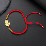 Gold Mother & Child Silhouette Bracelet – Adjustable Black Cord - Moederdag armbanden
