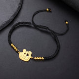 Gold Mother & Child Silhouette Bracelet – Adjustable Black Cord - Moederdag armbanden