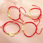 Gold Mother & Child Silhouette Bracelet – Adjustable Black Cord - Moederdag armbanden