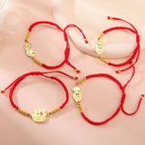 Gold Mother & Child Silhouette Bracelet – Adjustable Black Cord - Moederdag armbanden