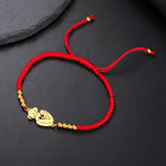 Gold Mother & Child Silhouette Bracelet – Adjustable Black Cord - Moederdag armbanden