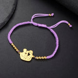 Gold Mother & Child Silhouette Bracelet – Adjustable Black Cord - Moederdag armbanden