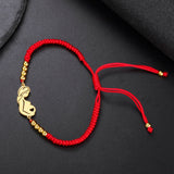 Gold Mother & Child Silhouette Bracelet – Adjustable Black Cord - Moederdag armbanden