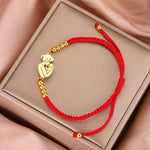 Gold Mother & Child Silhouette Bracelet – Adjustable Black Cord - Moederdag armbanden