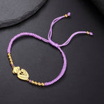 Gold Mother & Child Silhouette Bracelet – Adjustable Black Cord - Moederdag armbanden