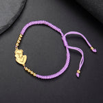 Gold Mother & Child Silhouette Bracelet – Adjustable Black Cord - Moederdag armbanden