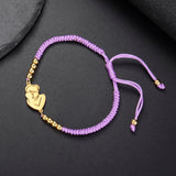 Gold Mother & Child Silhouette Bracelet – Adjustable Black Cord - Moederdag armbanden