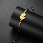 Gold Mother & Child Silhouette Bracelet – Adjustable Black Cord - Moederdag armbanden