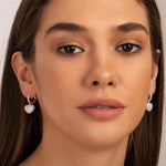 Gold Pavé Heart Drop Hoop Earrings - Earrings