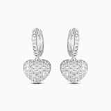 Gold Pavé Heart Drop Hoop Earrings - Earrings