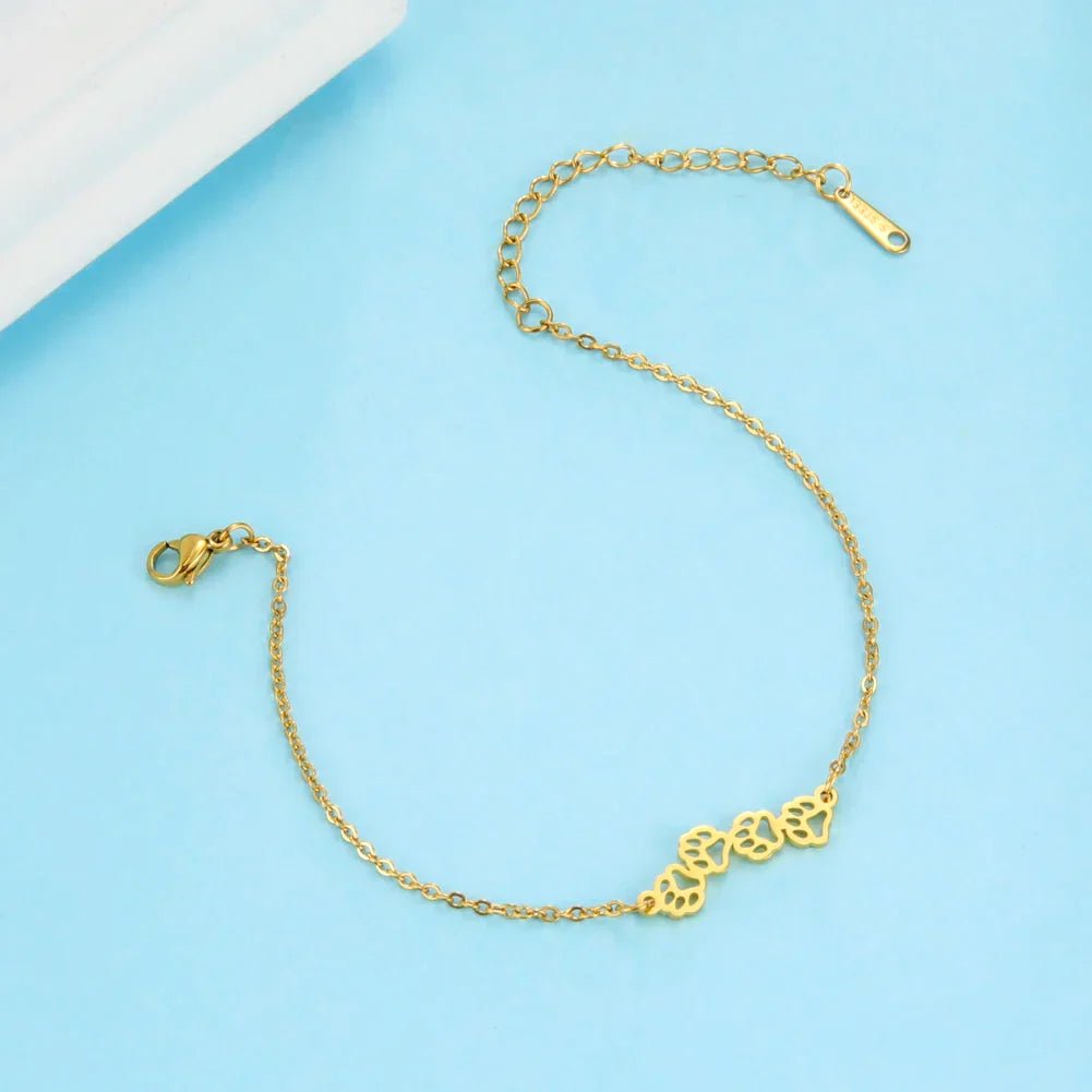 Gold Paw Print Chain Bracelet – Dainty Pet Lover Jewelry - Bracelets