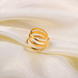 Gold Triple - Layer Adjustable Ring - Ring