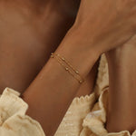 Golden Double Bead Twisted Chain Bracelet - Chain & Link Bracelets