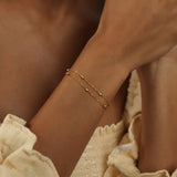 Golden Double Bead Twisted Chain Bracelet - Chain & Link Bracelets