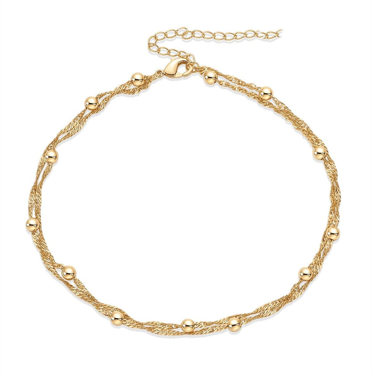 Golden Double Bead Twisted Chain Bracelet - Chain & Link Bracelets