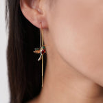 Graceful Hummingbird Crystal Threader Earrings - Earrings