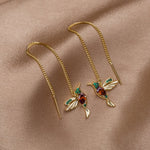 Graceful Hummingbird Crystal Threader Earrings - Earrings