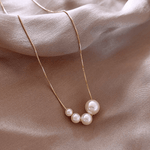 Graduated Pearl Drop Necklace on Gold Chain - Necklaces