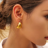 Hammered Crescent Hoop Earrings - Earrings