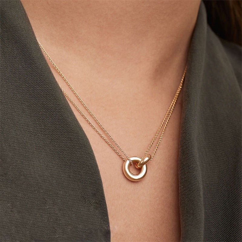 Harper Double Circle Pendant Necklace - Pendant Necklaces
