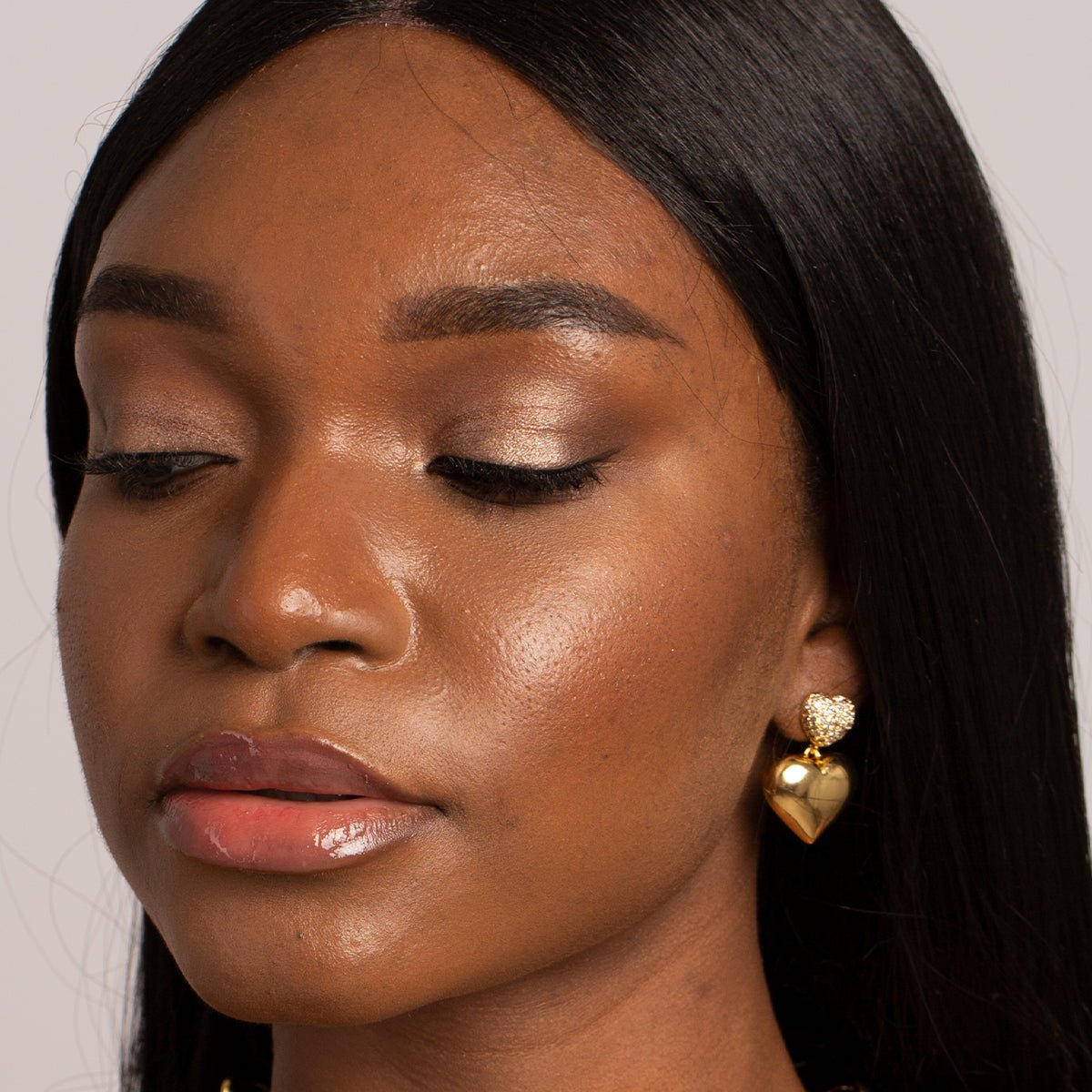 Heart Drop Statement Earrings with Pavé Studs - Earrings