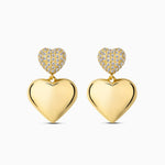 Heart Drop Statement Earrings with Pavé Studs - Earrings