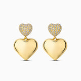 Heart Drop Statement Earrings with Pavé Studs - Earrings