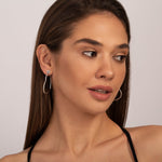 Heart Top Elongated Hoop Earrings with Crystal Pavé - Joyería