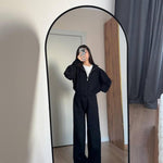 Knitted Zip Jacket & Wide - Leg Trousers Set - Effortless Comfort & Style - Women's Outfit Set