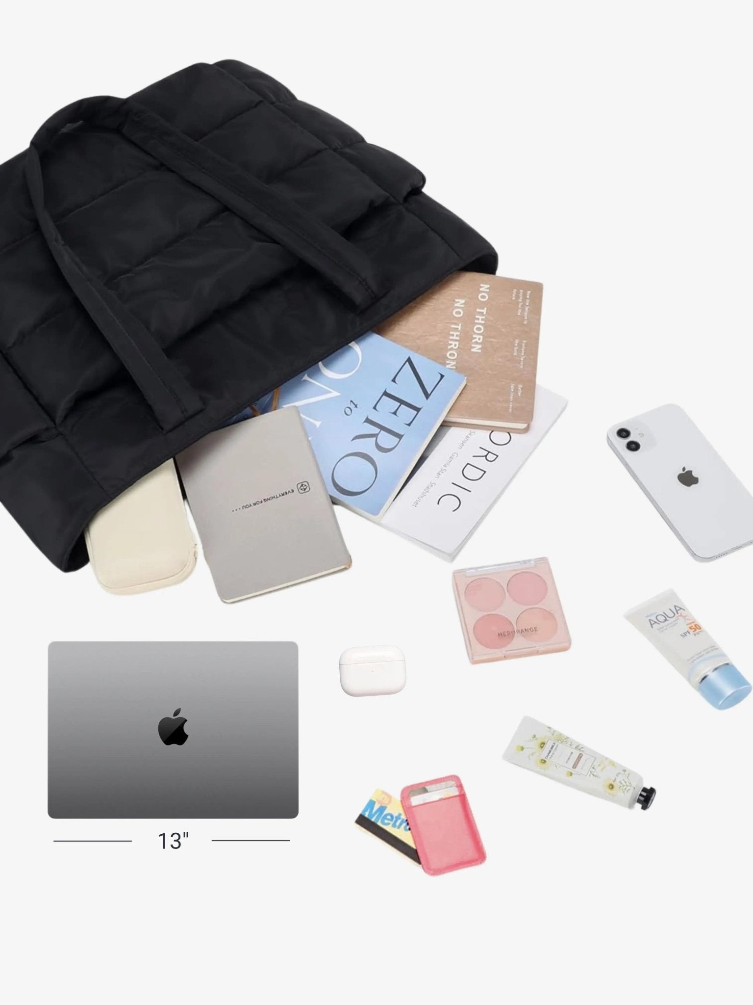 Large Quilted Puffer Tote Bag | Lightweight & Stylish Everyday Handbag - Women's Handbags