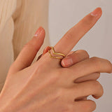 Layered Chevron Gold Adjustable Ring - Ring