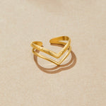 Layered Chevron Gold Adjustable Ring - Ring