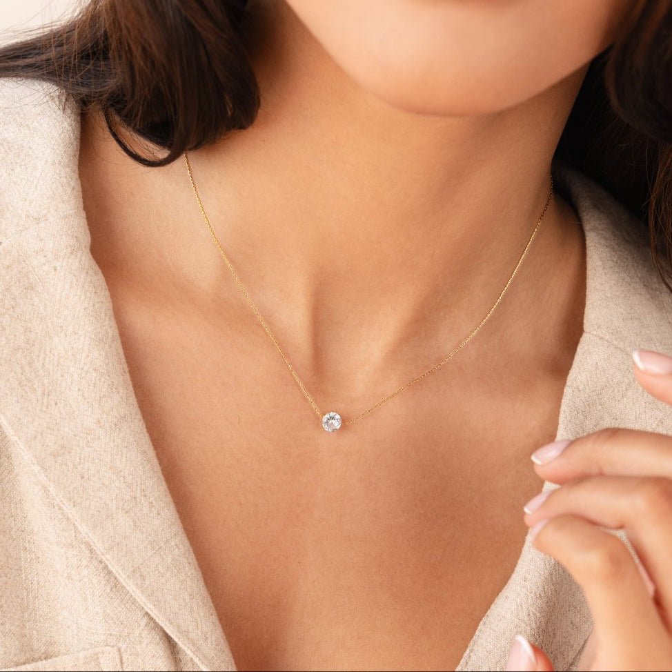 Lora Round Crystal Pendant Necklace - Pendant Necklaces