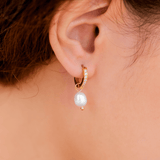 Lustrous Pearl Drop Hoop Earrings - Earrings
