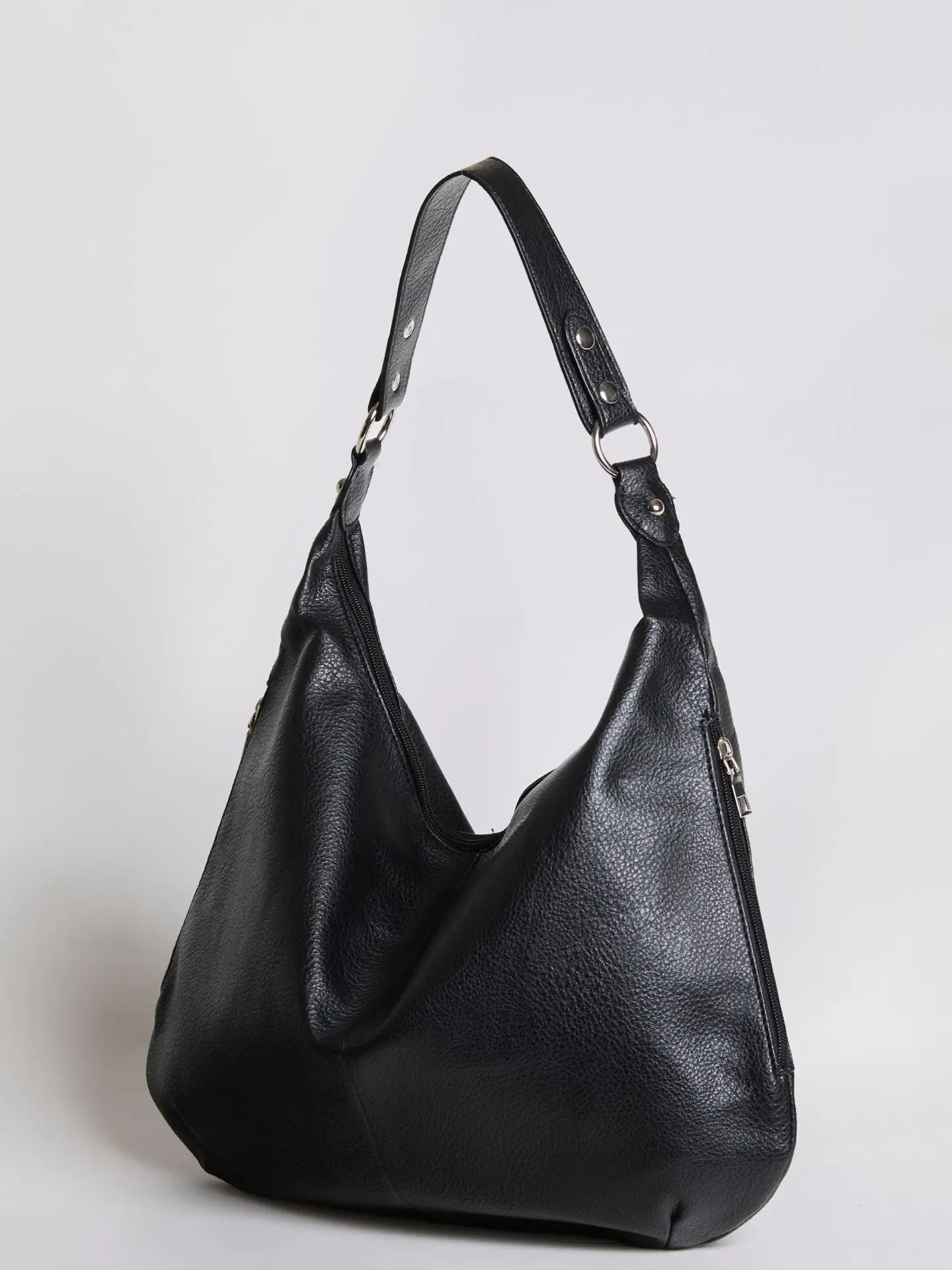 Luxe Leather Hobo Bag with Relaxed Shape – Timeless Design - Women's Shoulder Bag