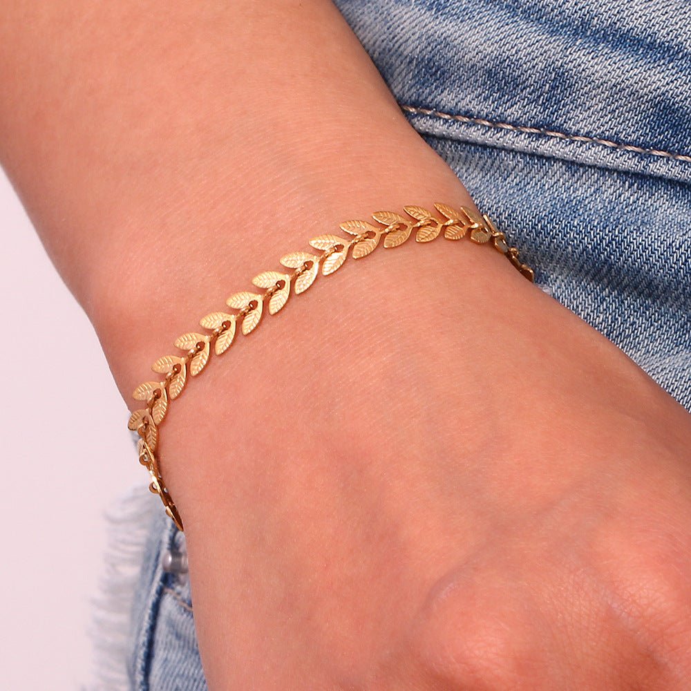 Madeline Gold Leaf Chain Bracelet - Chain Bracelets