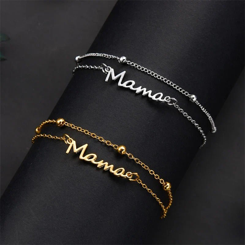 Mama Script Layered Chain Bracelet - Bracelets