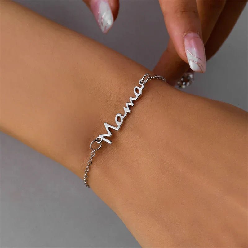 Mama Script Layered Chain Bracelet - Bracelets
