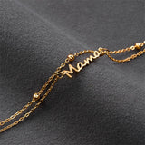 Mama Script Layered Chain Bracelet - Bracelets