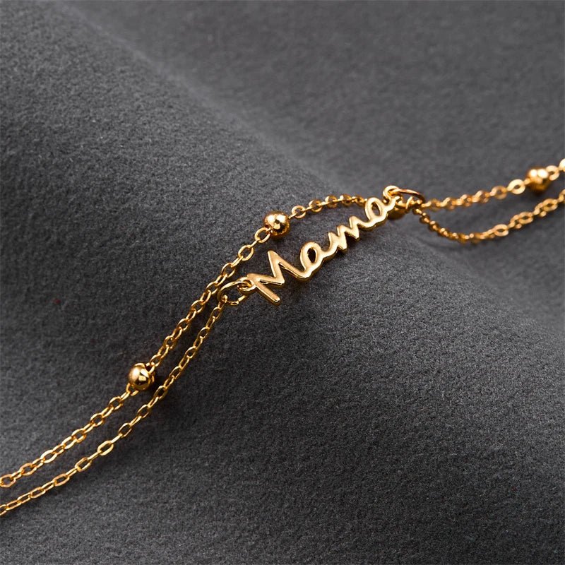 Mama Script Layered Chain Bracelet - Bracelets