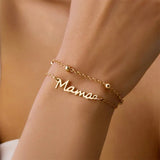 Mama Script Layered Chain Bracelet - Bracelets