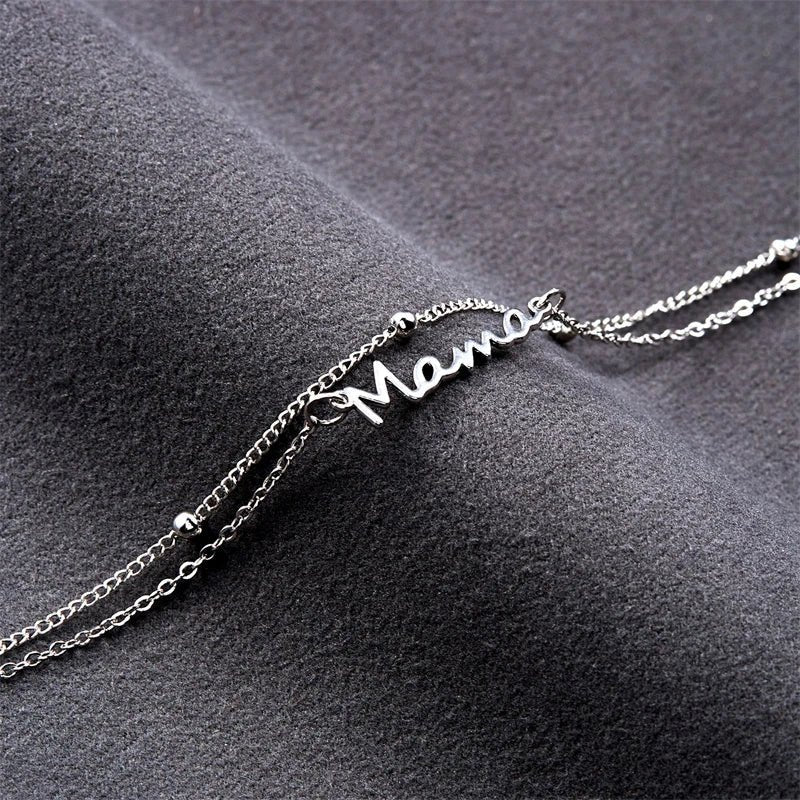 Mama Script Layered Chain Bracelet - Bracelets