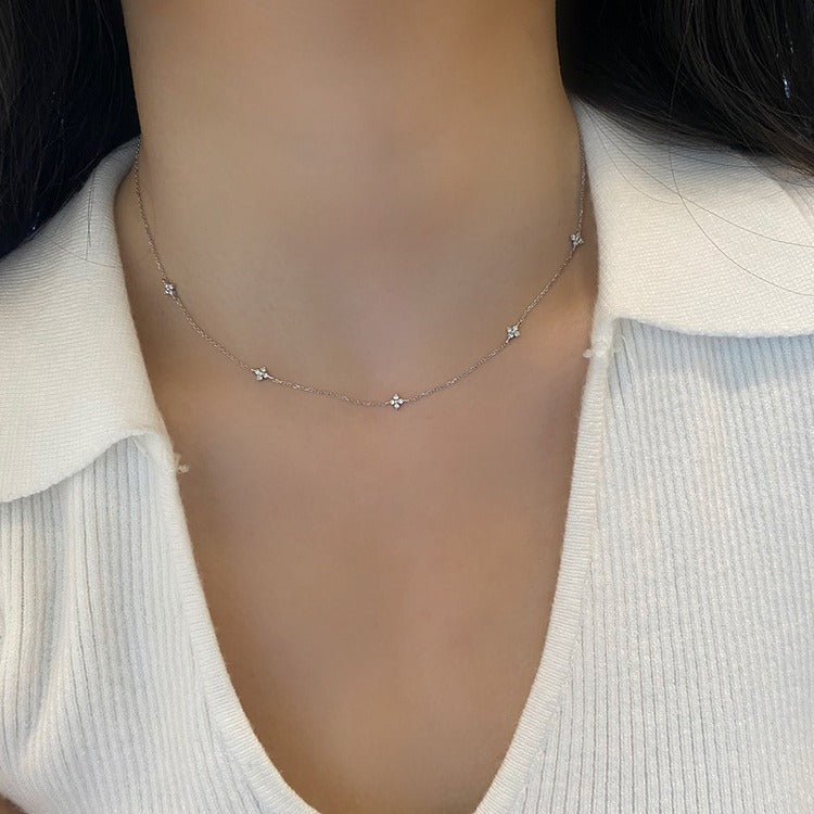 Mia Dainty Crystal Chain Necklace - Pendant Necklaces